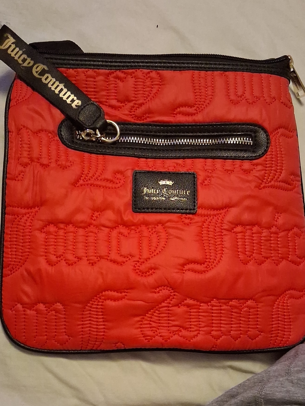 Juicy Couture Red Quilted Logo Crossbody with Branded Strap